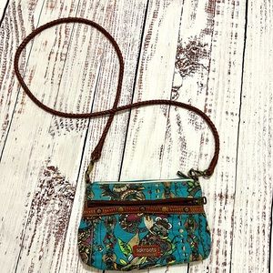 Sakroots peace crossbody blue teal owl motif